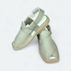 Kaptan Medicated Chappal (White) Fabric Texture