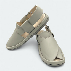 Round GoGo Peshawari Chappal (Whitish Grey)