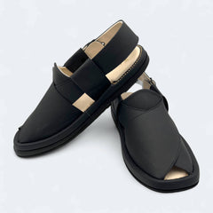 Round GoGo Peshawari Chappal (Black)