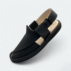 Round GoGo Peshawari Chappal (Black)