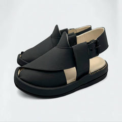 Round GoGo Peshawari Chappal (Black)